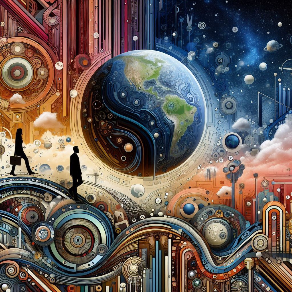 Highly detailed Thanjavur painting of crowd attracted towards a  a builder demonstrating his product in expo ,set in modern day